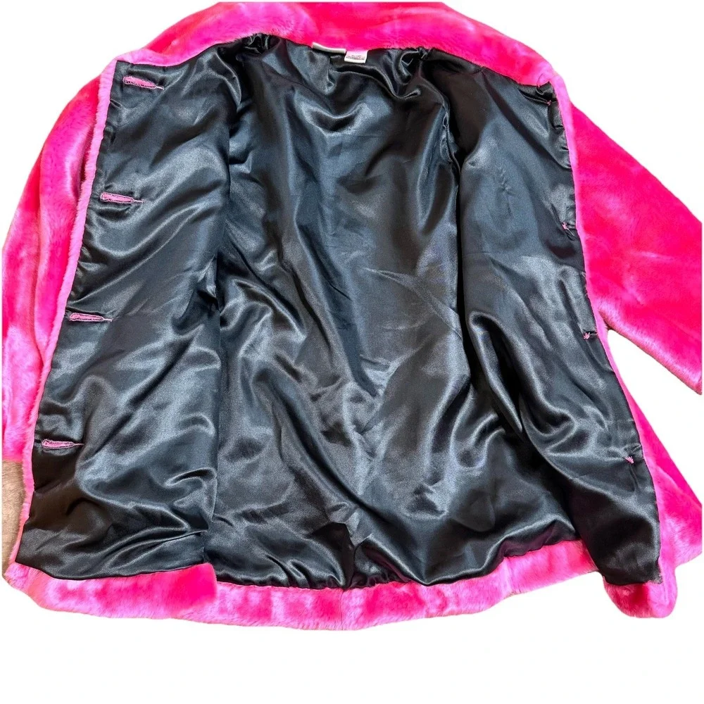 Hot Pink Faux Fur Coat Girls‎  lining Size XL/(16) Super Soft 75% ACRYLIC.